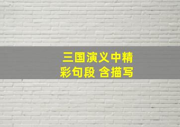 三国演义中精彩句段 含描写